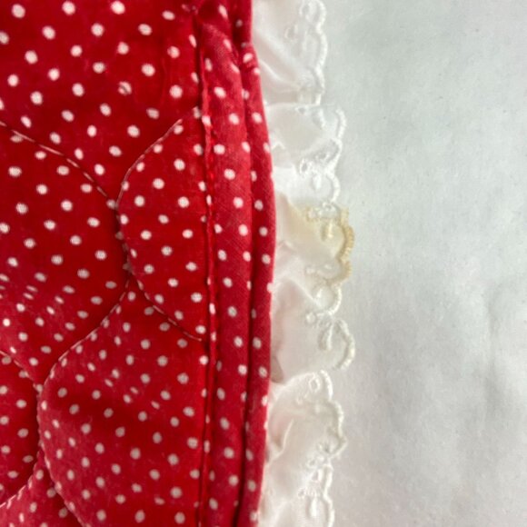 Vintage Wood Handle Placemat Handbag Red White Strawberries - Picture 2 of 10